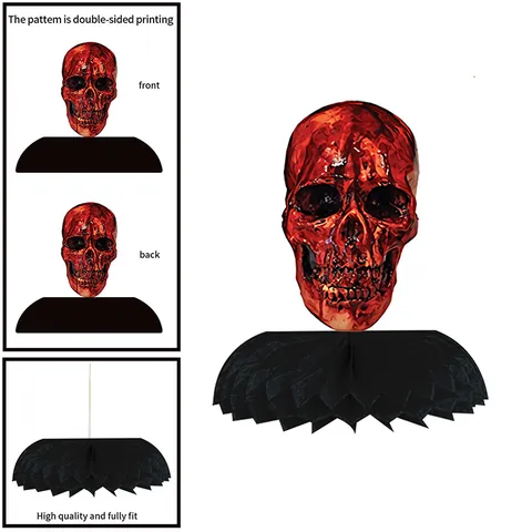 Halloween Tischdeko Horror Skelett Körperteile Waben Tafelaufsätze Rot Schwarz Party Dekoration Ornamente Set