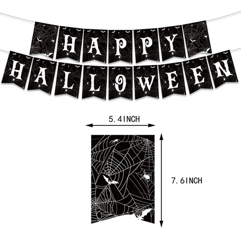Decorazione per Festa di Halloween Nera Banner Ragnatela Decorazione Torta Palloncini in Lattice Accessori per Eventi