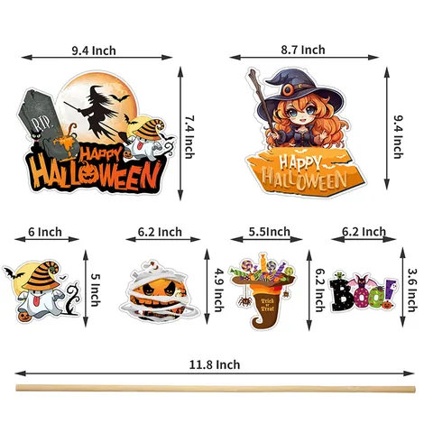 Διακοσμητικά Ένθετα Βάζου Halloween Με Σχέδια Μάγισσας Φαντάσματος Κολοκύθας για Τραπέζι Κήπο Πάρτι Σπίτι Γιορτινό Στολίδι