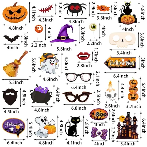 Halloween Foto Requisiten Karton Kürbis Spinne Hexenhut Geist Fledermaus Skelett Party Dekoration Fotografie Zubehör