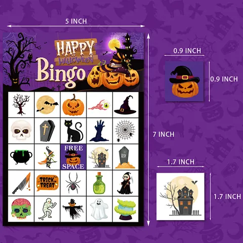 Juego de Tarjetas de Juego de Bingo de Halloween Artículos de Fiesta Festivos Cartulina Blanca Tarjetas de Bingo Impresas para Niños Adultos
