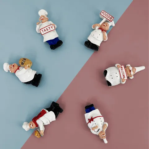3D Resin Chef Fridge Magnet Creative Cartoon Fat Chef Figurines Magnetic Stickers For Kitchen Restaurant Home Decor Office Gift