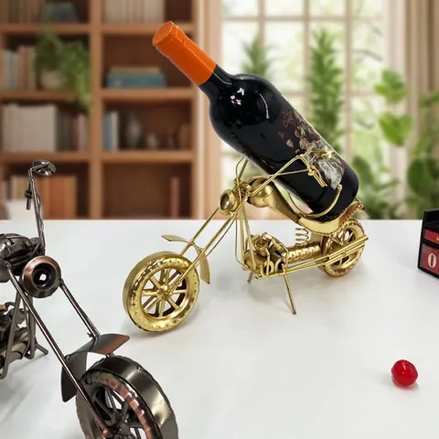 Retro Industrieel Metalen Motorfiets Wijnrek Houder Handgemaakt IJzerkunst Tafelblad Wijnfles Display Voor Huis Kantoor Bar Decor