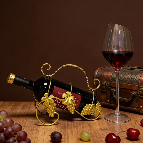 Portabottiglie di Vino in Metallo Ferro in Stile Vintage Europeo Design Foglie di Vite Decorativo per Tavolo Bar Casa