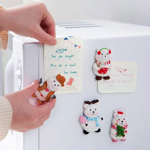 3D Cartoon Weihnachten Eisbär Kühlschrankmagnete Harz Kühlschrank Aufkleber Magnetische Dekorative Nachrichtenhalter Für Heimdekor Geschenk