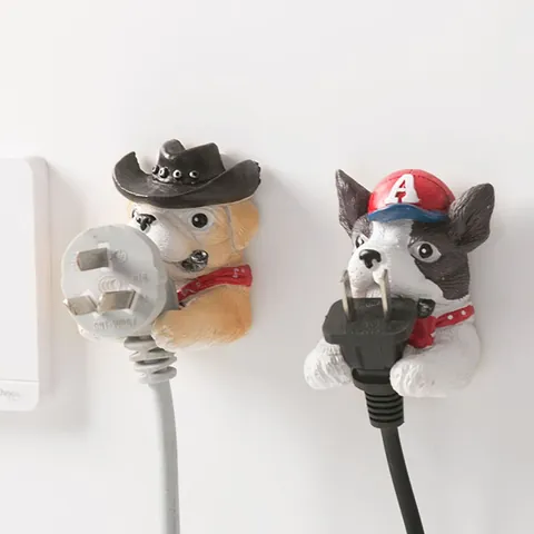 Kreativer Cartoon Hund Harz Stecker Haken Wandmontierter Rasierer Zahnbürstenhalter Spurloses Klebe Lagerregal Wohndeko