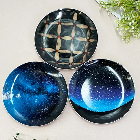 Piatto da Cena in Ceramica Nordic Ins Cielo Stellato Unicorno Foresta Piatto Decorativo da Parete per Matrimonio Banchetto Casa Stoviglie