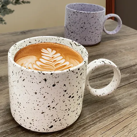 Retro Ceramic Splash Ink Mug With Large Round Handle Creative Coffee Cup Breakfast Milk Juice Mug For Home Office