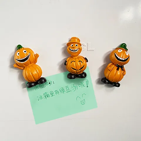Aimant de Frigo 3D Homme Citrouille Autocollant Magnétique en Résine Décoration Halloween Dessin Animé pour Maison Cuisine Bureau