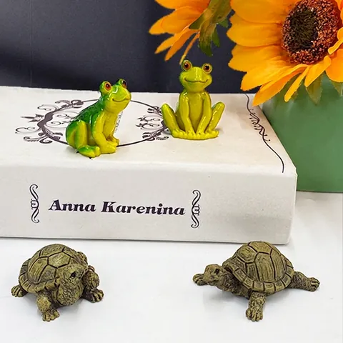 Nordic Style Resin Animal Ornaments Frog And Turtle Miniature Statues For Micro Landscape Home Garden Desktop Decorations