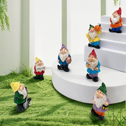 Nordic Style Resin Garden Gnome Ornaments Mini Cartoon Figurine For Micro Landscape Outdoor Lawn Patio Home Decoration Hand Painted Decorative Sculpture
