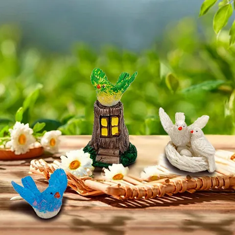 Stile Nordico Resina Uccello Statuina Miniatura Giardino Arredamento Simulazione Animale Scultura Micro Paesaggio Ornamento Per Casa