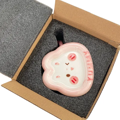 Simpatica Tazza in Ceramica a Forma di Coniglio Rosa Con Coperchio a Rilievo 3D Tazza da Caffè Cartoon per Casa Ufficio Regalo