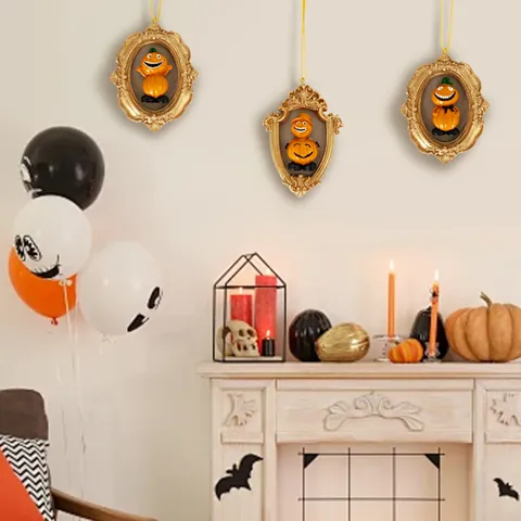 Vintage 3D Rilievo Resina Ornamento Sospeso Cartone Animato Orso Zucca Stile Decorazione Parete Per Natale Halloween Atmosfera Festosa