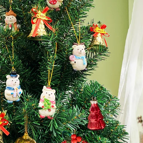 Ornamento Sospeso in Resina con Orso Polare di Natale Decorazione Festiva per Albero di Orso Bianco Regalo Fatto a Mano