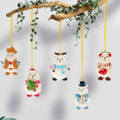 Ornamento Sospeso in Resina con Orso Polare di Natale Decorazione Festiva per Albero di Orso Bianco Regalo Fatto a Mano