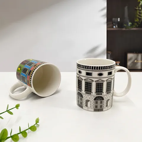 Vintage Italian Architecture Ceramic Mug Creative 350ml Coffee Cup For Office Home Breakfast Hand Painted Porcelain Water Mug