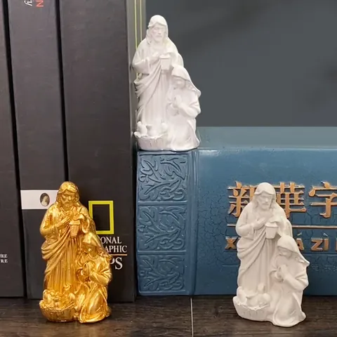 Nativity Scene Holy Family Figurine Resin Sculpture Joseph Mary Baby Jesus Statue Christmas Home Decor Religious Gift