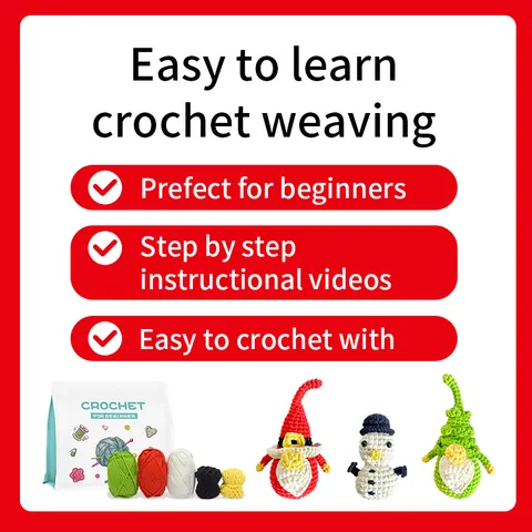 Kit Uncinetto DIY Per Principianti Bambole di Natale Babbo Natale Pupazzo di Neve Elfo Pacchetto di Materiale in Filato Lavorato a Mano Con Video Tutorial Strumenti