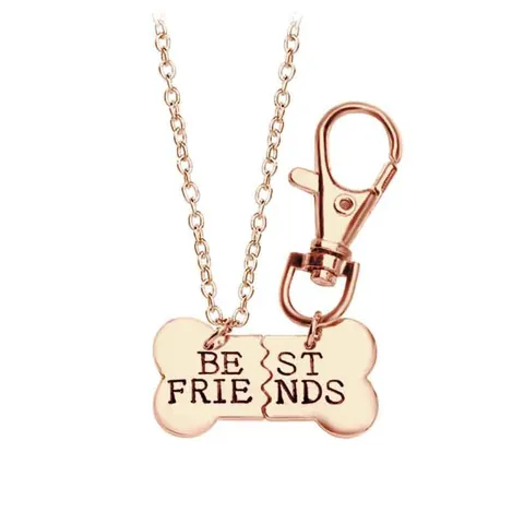 Best Friends Splicing Dog Bone Necklace Keychain Set Zinc Alloy Lettering Heart Jewelry Gift For Women Couples Friendship Accessories