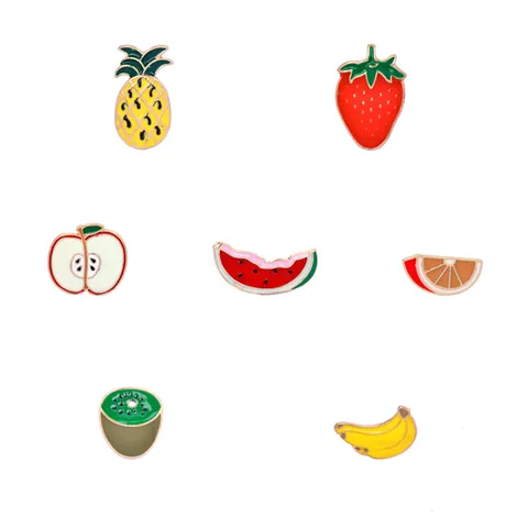 Cute Cartoon Fruit Enamel Pin Alloy Drip Oil Brooch For Women Men Clothing Bag Decor Watermelon Strawberry Pineapple Banana Accessory
