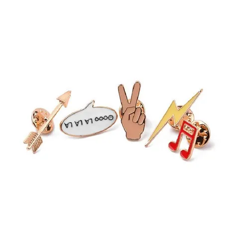 Creative Cartoon Enamel Brooch Pin Scissor Hand Note Lightning Arrow Alloy Badge Fun Colorful Jewelry Accessories For Clothes Bag