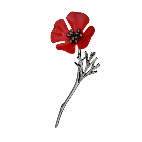 Vintage Alloy Enamel Red Poppy Flower Brooch Elegant Corn Poppy Pin For Women Wedding Banquet Decorative Jewelry Gift