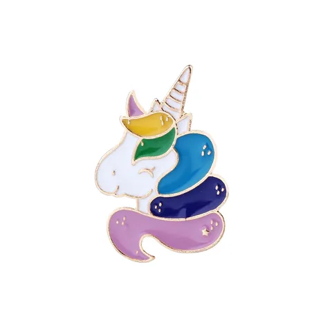 Cartoon Enamel Pin Cute Colorful Unicorn Brooch Gold Plated Alloy Drip Oil Lapel Badge Jewelry For Women Kids Clothing Accessories