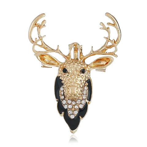 Weihnachten Strass Emaille Rentierkopf Halskette Brosche Dual Use Für Damen Legierung Festliche Party Schmuck Geschenk