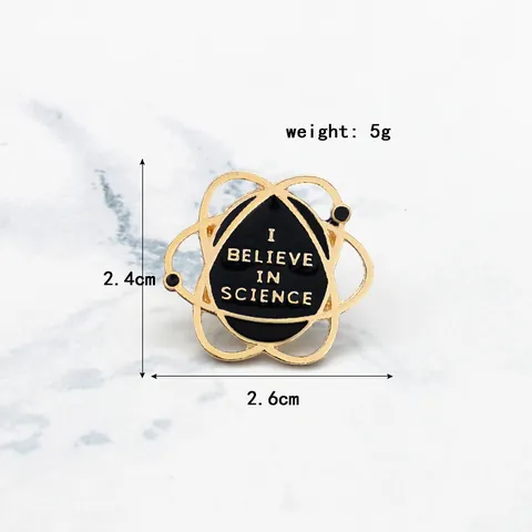 I Believe In Science Emaille Anstecknadel Atomorbital Design Legierung Abzeichen Vergoldet Schwarz Brosche Für Denim Jacke Rucksack