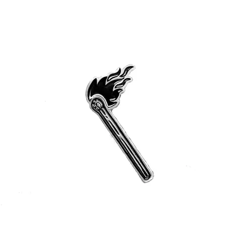 Spilla in Smalto Fiammifero Acceso Fiamma Nera Lega Minimalista Punk Distintivo Gioielli Accessori Per Giacche Zaini Unisex