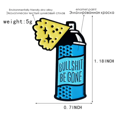 Kreative Sprühdose Emaille Pin Bullshit Be Gone Schriftzug Legierung Brosche Humorvolles Abzeichen Für Rucksack Jeansjacke Modeschmuck