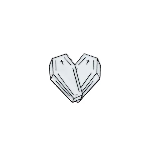 Pin de Esmalte de Corazón de Ataúd Gótico Broche de Aleación Forma de Ataúd Con Patrón de Cruz Accesorio de Ropa Unisex