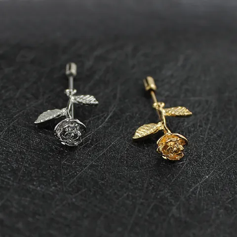 Broche de Solapa de Flor de Rosa Romántica de Aleación de Zinc Para Pareja de Fiesta de Boda Pin de Flor de Metal Esmaltado Para Bolsos de Ropa