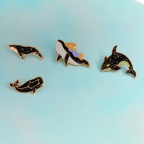 Artistic Whale Enamel Pin Starry Sky Constellation Zinc Alloy Badge For Clothing Backpack Accessory Jewelry Gift Women