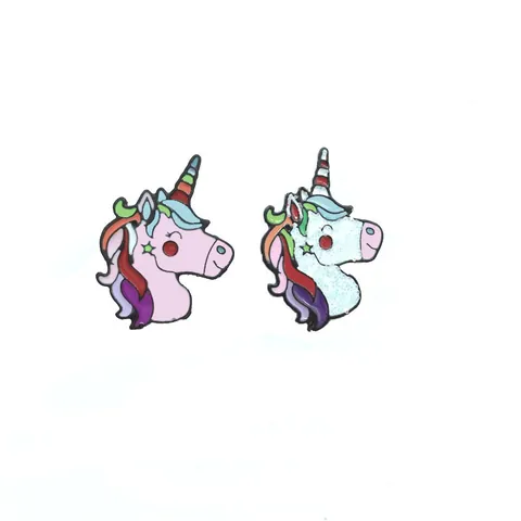 Cartoon Unicorn Enamel Brooch Pin Colorful Rainbow Mane Glitter Alloy Jewelry Badge For Backpack Clothing Women Kids Gift