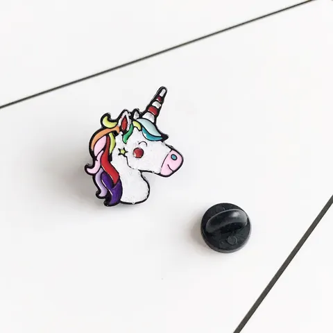 Cartoon Unicorn Enamel Brooch Pin Colorful Rainbow Mane Glitter Alloy Jewelry Badge For Backpack Clothing Women Kids Gift