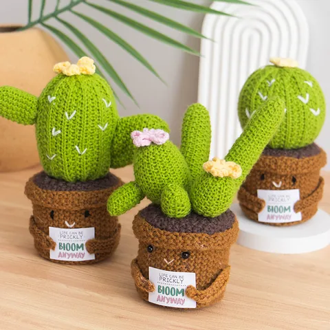 Planta de Maceta de Cactus Hecha a Mano de Ganchillo Algodón de Leche Adorno de Maceta de Simulación Con Tarjeta Inspiradora Decoración de Escritorio Halloween Calabaza Fantasma Regalo