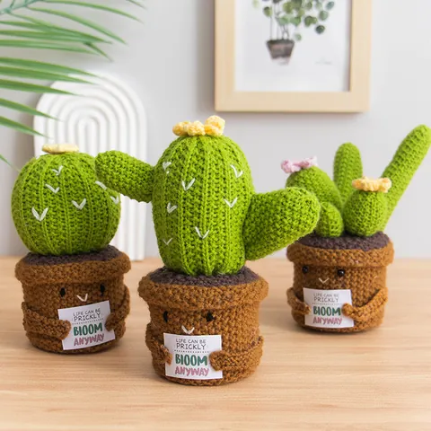Planta de Maceta de Cactus Hecha a Mano de Ganchillo Algodón de Leche Adorno de Maceta de Simulación Con Tarjeta Inspiradora Decoración de Escritorio Halloween Calabaza Fantasma Regalo