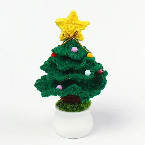 Árbol Navidad Ganchillo Hecho Mano Maceta Hilo Punto Estrella Campana Escritorio Hogar Oficina Decoración Lindo Regalo