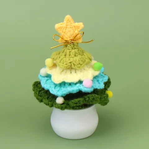 Handgefertigter Gehäkelter Weihnachtsbaum Topfpflanze Schreibtisch Dekoration Miniatur Strick Xmas Baum Ornament Mit Topf Home Geschenk