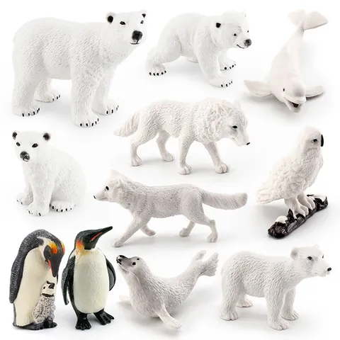 Realistische Simulation Polartier Set PVC Kunststoff Eisbär Pinguin Wolf Figuren Pädagogisches Spielzeug Für Kinder