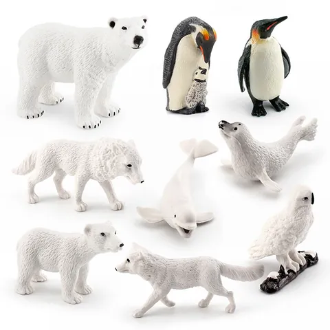 Realistische Simulation Polartier Set PVC Kunststoff Eisbär Pinguin Wolf Figuren Pädagogisches Spielzeug Für Kinder
