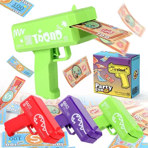 Electric Money Spray Gun Cartoon Cash Cannon Toy For Wedding Party Club Fun Atmosphere Props With Prop Banknotes