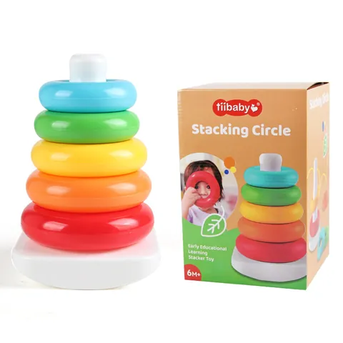 Baby Stacking Rings Toy Rainbow Tower Montessori Sensory Toy For Infants Toddlers Hand-Eye Coordination Learning Gift