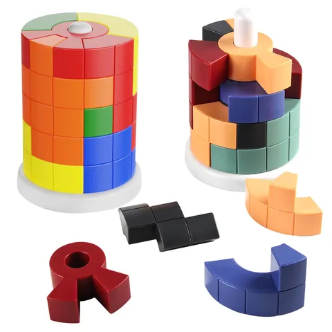 3D Cubic Tower Puzzle Bausteine Für Kinder Pädagogisches ABS Kunststoff Logik Training Stapelspielzeug Desktop Logikspiel