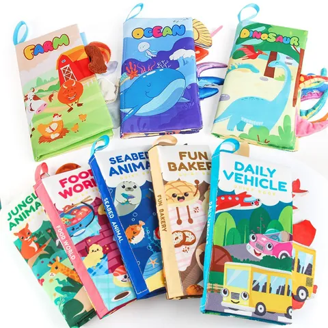 Baby Cloth Book Soft Fabric 3D Animal Tail Sensory Toy Tear Resistant Washable Early Learning Educational Montessori For Infant
