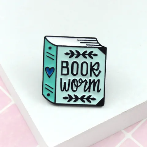 Fashion Book Worm Enamel Pin Alloy Heart Letter Brooch Literary Style Clothing Denim Jacket Bag Accessories Jewelry Gift Unisex