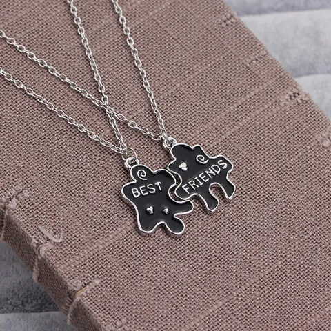 Best Friends Puzzle Anhänger Halsketten Emaille Spleißen Herz Muster Legierung Kette Schmuck Für Damen Mädchen Geschenk