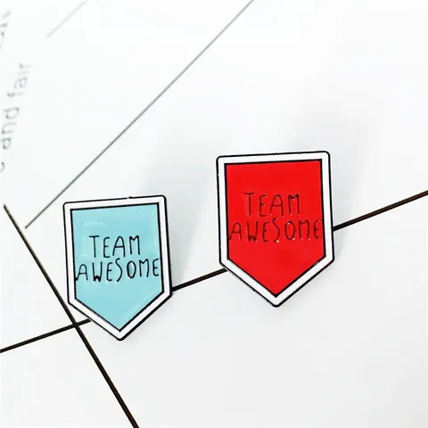 Team Awesome Enamel Pin Set Shield Shape Alloy Drip Oil Brooch Badge For Denim Jacket Backpack Accessory Unisex Jewelry